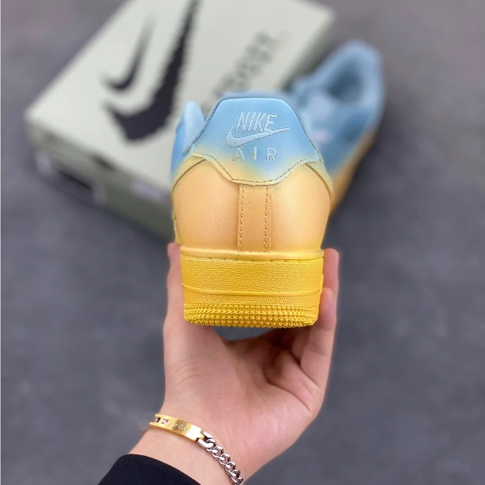 Nike Air Force 1 Low Pastel Blue to Yellow Fade